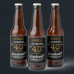 40th Birthday Black Gold Legendary Funny Beer Bottle Label<br><div class="desc">A personalized elegant beer bottle label that is easy to customize for that special birthday party occasion.</div>