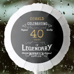 40th Birthday Black Gold Legendary Retro<br><div class="desc">A personalized elegant balloon that is easy to customize for that special 40th birthday party. The retro black and gold design adds a touch of refinement to that special celebration.</div>