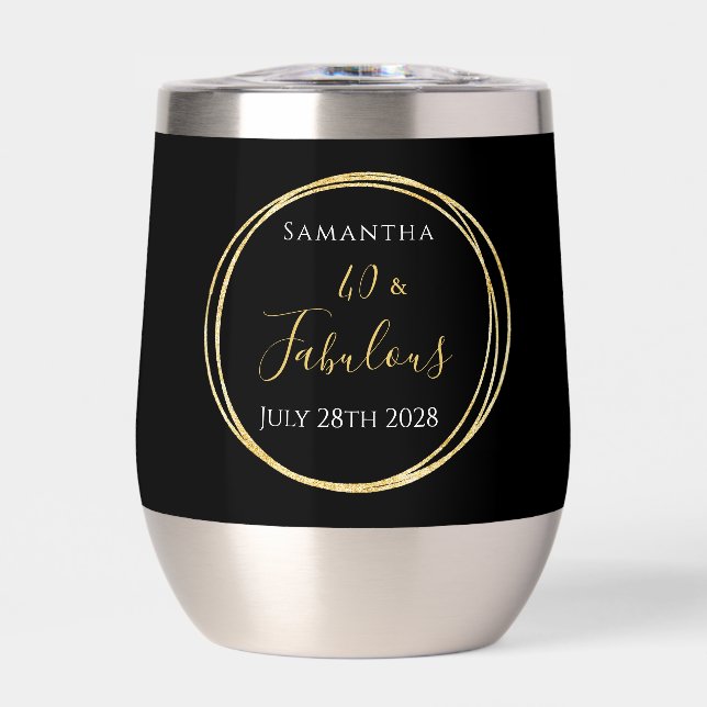 40th Birthday Black Gold Personalized Party Favour (Front)