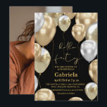 40th Birthday Black Gold Photo  Invitation<br><div class="desc">Modern black and gold with silver invitation Template is perfect for stylish birthday party. Elegant-minimalistic themed invite is full of fun and modern design elements,  elegant calligraphy and modern fonts. Birthdays are special days,  and this invite can help it make a memorable for friends.</div>