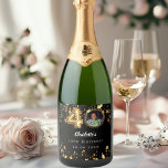 40th birthday black gold stars photo sparkling wine label<br><div class="desc">Black background,  decorated with golden stars. Personalize and add a photo,  name,  age,  date.</div>