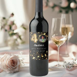 40th birthday black gold stars photo wine label<br><div class="desc">Black background,  decorated with golden stars. Personalize and add a photo,  name,  age,  date.</div>