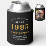 40th Birthday Black Gold With Photo<br><div class="desc">Personalized Birthday add your name and year can cooler with your photo on the rear. Edit the name and year with the template provided. A wonderful custom birthday party accessory. More gifts and party supplies available with the "setting standards" design in the store.</div>