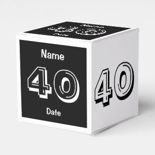 40th Birthday Black White Personalized Favour Box