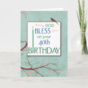 40th Birthday, Bless You, Religious Card