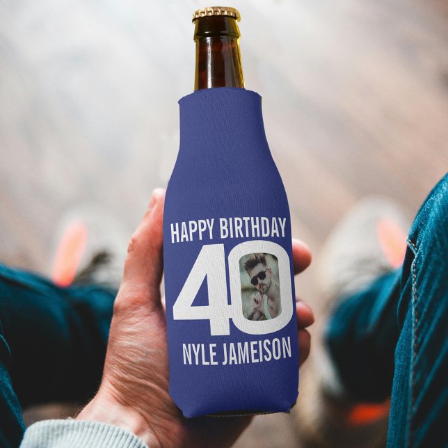 40th birthday blue and white two photos Cooler (Creator Uploaded)