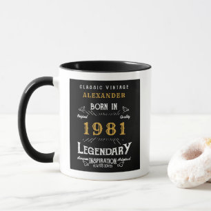 40th Birthday Born 1981 Retro Black Personalized Mug