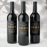 40th Birthday Born 1983 Add Name Black Gold<br><div class="desc">Personalized Birthday add your name and year wine label. Edit the name and year with the template provided. A wonderful custom birthday party accessory. More gifts and party supplies available with the "setting standards" design in the store.</div>