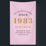 40th Birthday Born 1983 Add Name Pink Gray Banner<br><div class="desc">Personalized Birthday add your name and year banner. Edit the name and year with the template provided. A wonderful custom birthday party accessory. More gifts and party supplies available with the "setting standards" design in the store.</div>