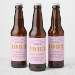 40th Birthday Born 1983 Add Name Pink Gray Beer Bottle Label<br><div class="desc">Personalized Birthday add your name and year beer label. Edit the name and year with the template provided. A wonderful custom pink birthday party item. More gifts and party supplies available with the "setting standards" design in the store.</div>