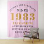 40th Birthday Born 1983 Add Name Pink Grey Large Tapestry<br><div class="desc">Personalized Birthday add your name and year tapestry. Edit the name and year with the template provided. A wonderful custom birthday party accessory. More gifts and party supplies available with the "setting standards" design in the store.</div>