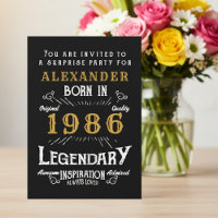 40th Birthday Born 1986 Black Gold Retro Vintage