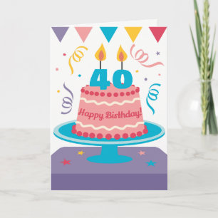40th Birthday Cake: Customizable! Card