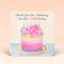 40th Birthday Cake with Dahlia and Garden Insect  