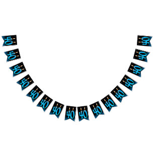 40th birthday candles with eyeballs bunting flags