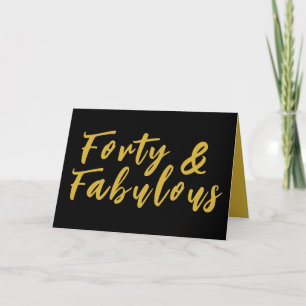40th Birthday Card, Forty & Fabulous Birthday Card