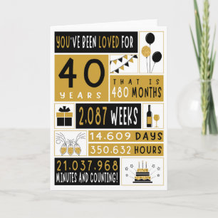 40th Birthday Card, Greeting Card, 40 Years Old Card