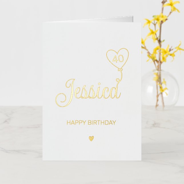 40th Birthday Card Happy Fortieth Gold (Yellow Flower)