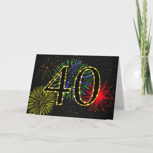 40th Birthday card with fireworks (Front)