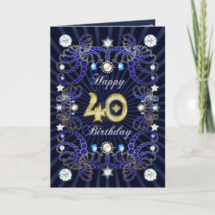 40th birthday card with masses of jewels