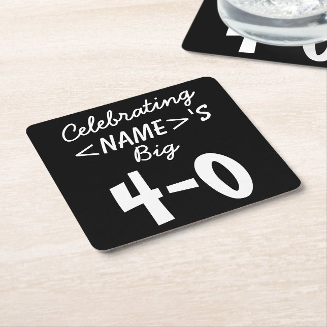 40th Birthday Celebrate Personalized Paper Coaster (Angled)