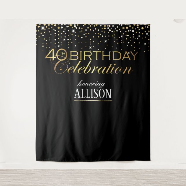 40th Birthday celebration photo backdrop Tapestry (Front)