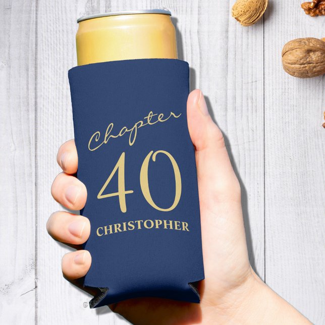 40th Birthday Chapter 40 Blue Gold Seltzer Can Cooler (Personalized custom 40th Birthday Chapter 40 Blue Gold Seltzer Can Cooler
)