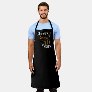 40th Birthday Cheers and Beers Black Gold Apron