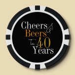 40th Birthday Cheers and Beers Black Gold Party Poker Chips<br><div class="desc">This is a cool and modern, 40th birthday party design. It is a simple, minimal design, in classic black and gold typography. Perfect for a cool and fun, 40th birthday party or celebration. Ideal for party games or for party favour gifts. This design is fully customizable, simply use the personalize...</div>