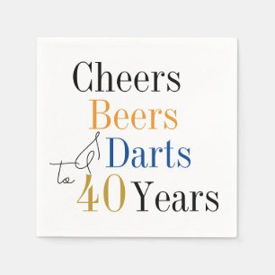 40th Birthday Cheers and Beers Darts Blue Napkin