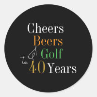 40th Birthday Cheers and Beers Golf Black and Gold