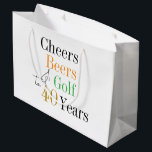 40th Birthday Cheers and Beers Golf Party Favour Large Gift Bag<br><div class="desc">This is a cool and modern, 40th birthday, golf design. It is a simple, minimal design, in classic black and white, with gold, orange and green typography. Perfect for a cool and fun, golf and beer themed, 40th birthday celebration and is ideal as a gift bag, or party favour bag....</div>
