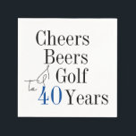 40th Birthday Cheers and Beers Golf Party Napkin<br><div class="desc">This is a cool and modern, 40th birthday, golf party design. It is a simple, minimal design, in classic blue and black typography. Perfect for a cool and fun, golf and beer themed, 40th birthday party. This design is fully customizable, simply use the personalize this button to change the age,...</div>