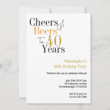 40th Birthday Cheers and Beers Minimal Party