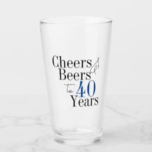 40th Birthday Cheers and Beers Typography Party Glass