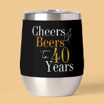 40th Birthday Cheers Beers Black Gold Party<br><div class="desc">This is a cool and modern, 40th birthday party design. It is a simple, minimal design, in classic black and gold typography. Perfect for a cool and fun, 40th birthday party, ideal as a birthday gift, party accessory or party favour. This design is fully customizable, simply use the personalize this...</div>