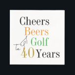 40th Birthday Cheers Beers Golf Birthday Party Napkin<br><div class="desc">This is a cool and modern, 40th birthday, golf party design. It is a simple, design, in black and white typography with orange, green and gold. Perfect for a cool and fun, golf and beer themed, 40th birthday party. This design is fully customizable, simply use the personalize this button to...</div>
