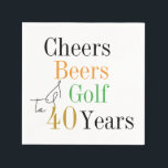 40th Birthday Cheers Beers Golf Birthday Party Napkin<br><div class="desc">This is a cool and modern, 40th birthday, golf party design. It is a simple, design, in black and white typography with orange, green and gold. Perfect for a cool and fun, golf and beer themed, 40th birthday party. This design is fully customizable, simply use the personalize this button to...</div>