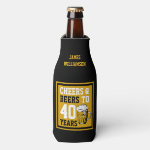 40th Birthday Cheers & Beers to 40 Years Custom Bottle Cooler