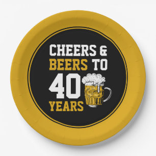 40th Birthday Cheers & Beers to 40 Years  Paper Plate