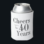 40th Birthday Cheers Black and White Party Favour Can Cooler<br><div class="desc">This is a cool and modern, 40th birthday party design. It is a simple, stylish design, in minimal black and white. Perfect for an cool and fun, 40th birthday party or celebration and ideal as a birthday gift, party accessory, keepsake or party favour. This design is fully customizable, simply use...</div>