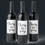 40th Birthday - Cheers to 40 Years Wine Label<br><div class="desc">Cheers to 40 years wine labels,  which you can easily customize to the number you need. You can also personalize this 40th birthday wine label with his or her name.</div>