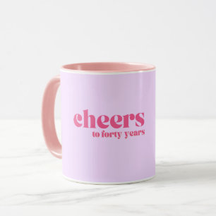 40th birthday, "cheers to forty years" purple  mug