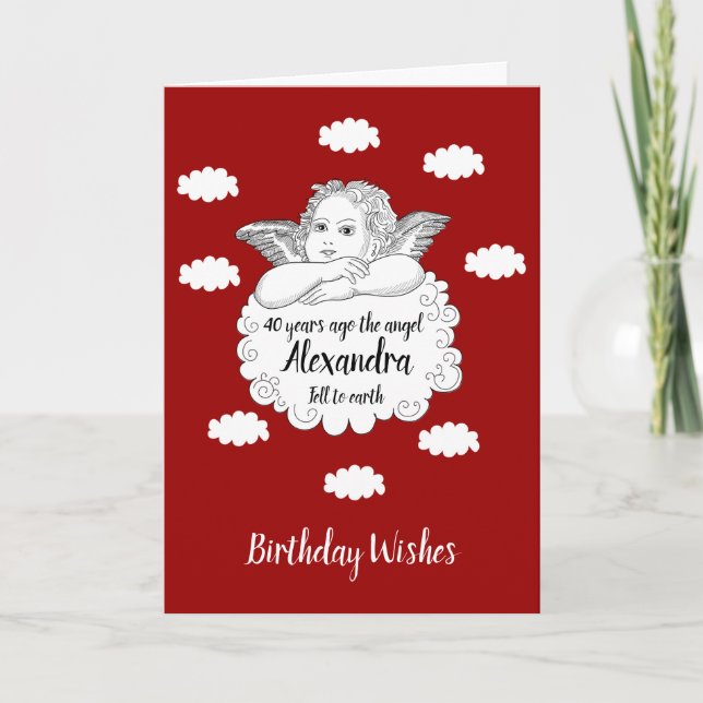40th Birthday Christian Angel Believe Faith Bible Card (Front)