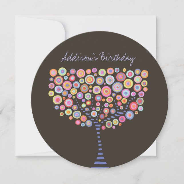 40th Birthday Circle Tree Painting Invitation (Front)