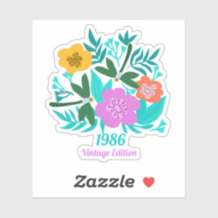 40th birthday colorful modern floral elegant 