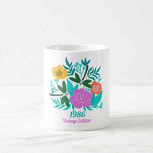 40th birthday colorful modern floral elegant  coffee mug