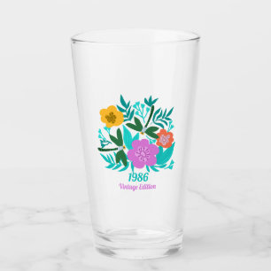 40th birthday colourful modern floral elegant glass