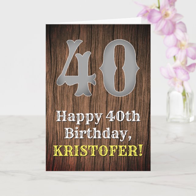 40th Birthday: Country Western Inspired Look, Name Card (Orchid)