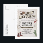 40th Birthday Cowboy Rodeo Party Retro Invitation Postcard<br><div class="desc">40th Birthday Weekend Retro Cowboy Boots Party Invitation that you can easily customize for the upcoming fortieth birthday celebration party</div>